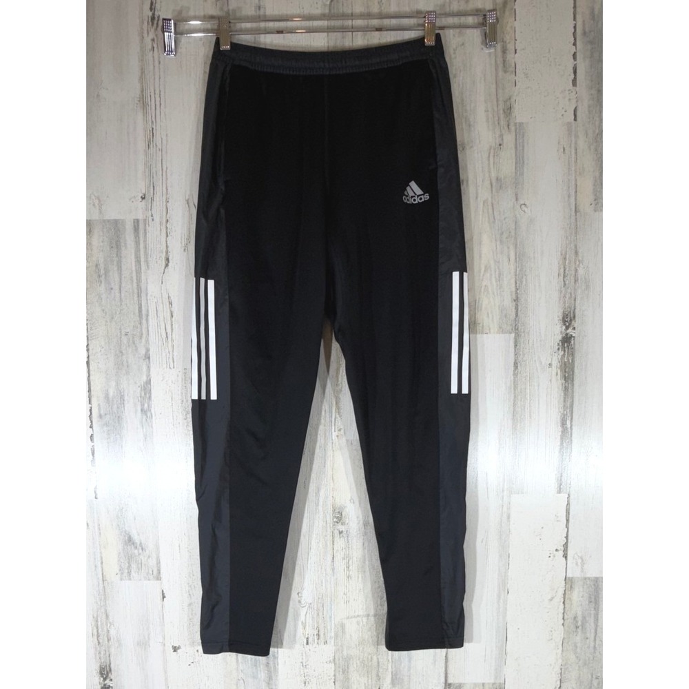 Adidas Running Pants M Black Gray Primegreen Tapered Track Joggers Ankle Zip